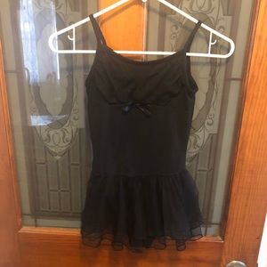 Danskin black leotard with attached skirt